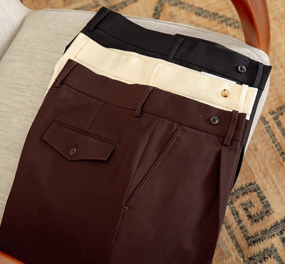 High Waist Baggy Straight Trousers Gentry Non-ironing Trousers