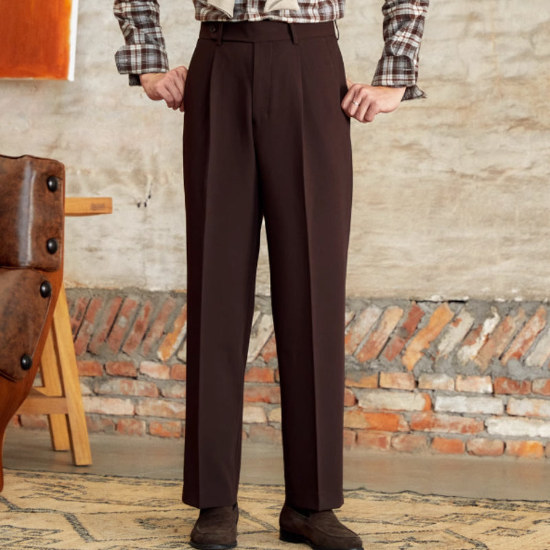 High Waist Baggy Straight Trousers Gentry Non-ironing Trousers