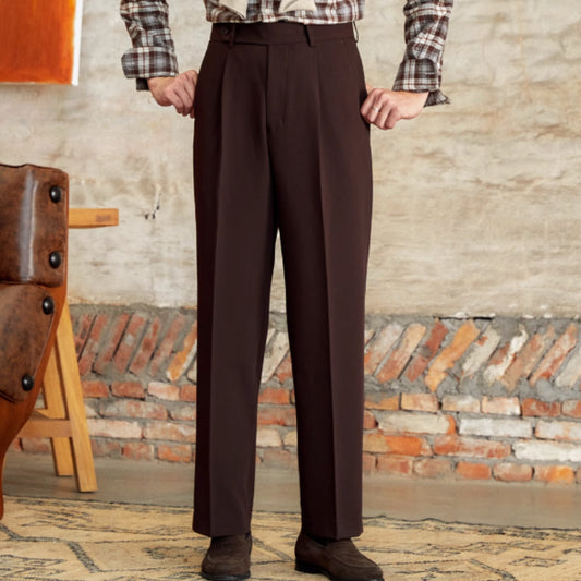 High Waist Baggy Straight Trousers Gentry Non-ironing Trousers