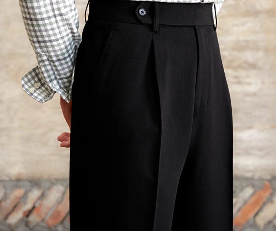 High Waist Baggy Straight Trousers Gentry Non-ironing Trousers