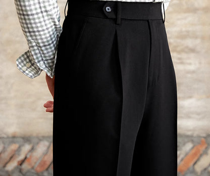 High Waist Baggy Straight Trousers Gentry Non-ironing Trousers