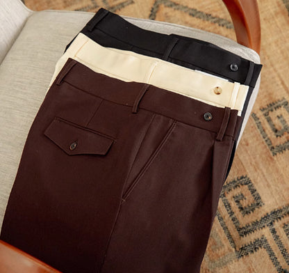 High Waist Baggy Straight Trousers Gentry Non-ironing Trousers