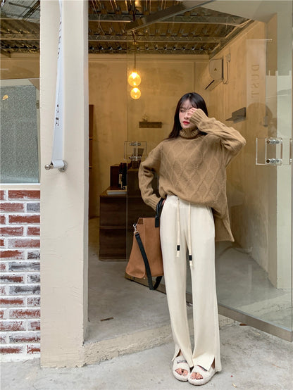 High Waist Loose Wide Leg Trousers Floor Length Trousers