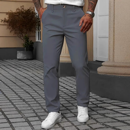 Men's Solid Color Business Trousers Casual Versatile Trousers