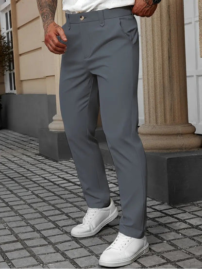 Men's Solid Color Business Trousers Casual Versatile Trousers
