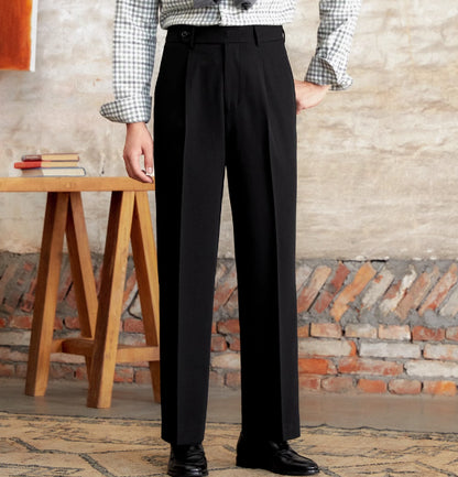 High Waist Baggy Straight Trousers Gentry Non-ironing Trousers