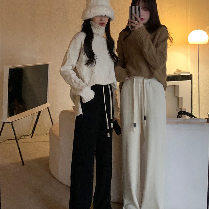 High Waist Loose Wide Leg Trousers Floor Length Trousers