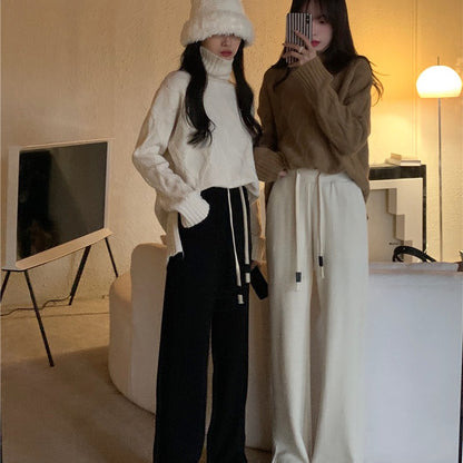High Waist Loose Wide Leg Trousers Floor Length Trousers