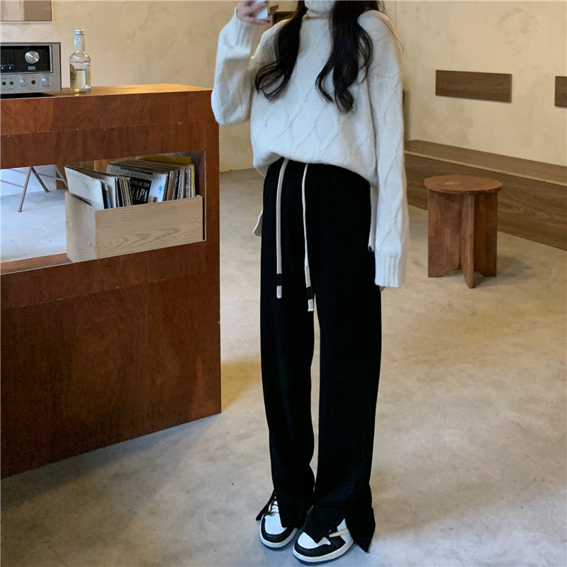 High Waist Loose Wide Leg Trousers Floor Length Trousers